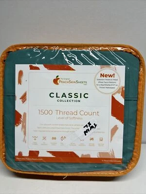 Peachskin Sheet Set XL DORM Twin Size Miami Green 1500 Thread Count - Image 1 of 4