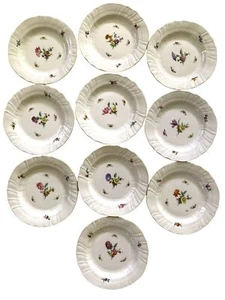 KPM Berlin Porcelain Neuosier Flowers Floral Butterflies Gold 10 Plates 7 1/4 in - Picture 1 of 13