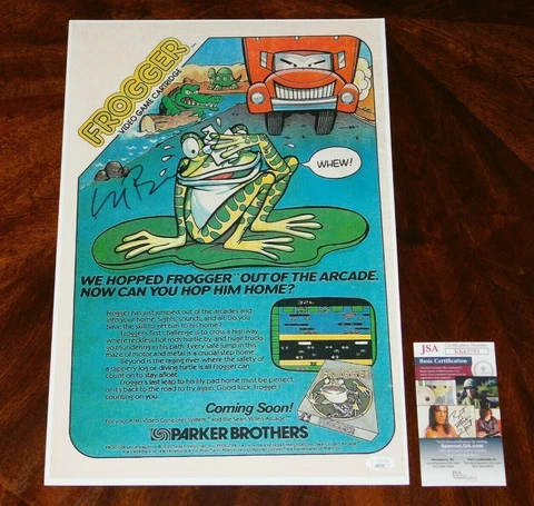 RARE NOLAN BUSHNELL ATARI FOUNDER SIGNED 12X18 FROGGER POSTER JSA COA!!! Cover