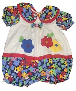 Vintage 90er Bubble Strampler bunt geblümt Größe 18 Monate - Bild 1 von 3