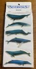 1991 Vintage Sammler Aufkleber Silberflügel, Wale, ein Blatt mit sechs Aufklebern