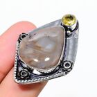 Tube Agate, Citrine 925 Sterling Silver Gemstone Ring Jewelry Size 6 f104