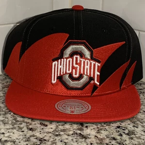 Ohio State Buckeyes Mitchell & Ness NCAA Red Black Sharktooth Snapback Hat OSFM - Picture 1 of 6