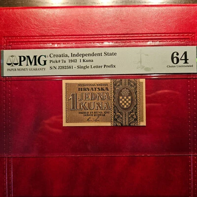 CROATIA 1 KUNA 1942 PMG 64 EPQ - Image 1 of 2