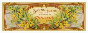 Vintage, unbenutzt, französischer Jugendstil Seifendose Etikett der Marke MIMOSA - Bild 1 von 1