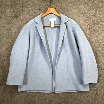 Blazer para mujer Elisabeth Petite frente abierto mezcla de lana azul cielo 1P Foto 1 de 4