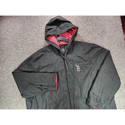 Chaqueta Abrigo de Lluvia con Capucha Negra Minnie Mouse Parques Walt Disney World 3X Lunares Foto 1 de 4