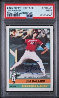 2025 Topps Heritage Real One Auto Jim Palmer #76ROJP Mint Orioles  PSA 9 - Image 1 of 2