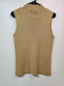 Casual Corner Annex Women's L Sleeveless Sweatshirt Turtleneck Shirt Gold Blouse - Picture 1 of 7