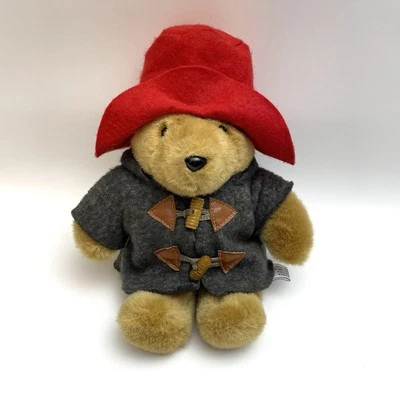 Vintage Paddington Bear 10" - Stuffed Plush - Red Hat Grey Coat Eden Toys  1988 - Image 1 of 4