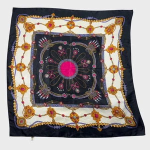 Vintage 90's Jewelry Print Scarf Jewels Square Art to Wear Business Office - Picture 1 of 6