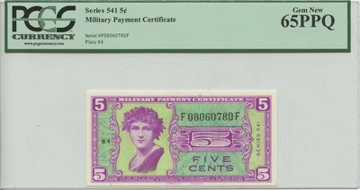5 Cent Military Payment Series 541 PCGS MS65PPQ Gem - Image 1 of 2