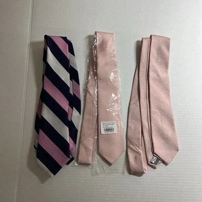 Lote de 3 corbatas de cuello Tommy Hilfiger gris pájaro a rayas rosas Foto 1 de 4