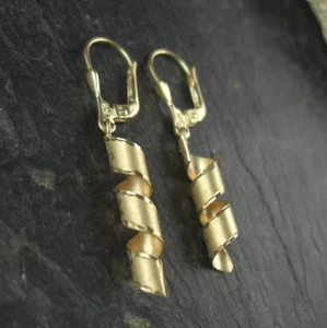 Ohrringe vergoldet gedreht  925 Sterling Silber - Picture 1 of 2