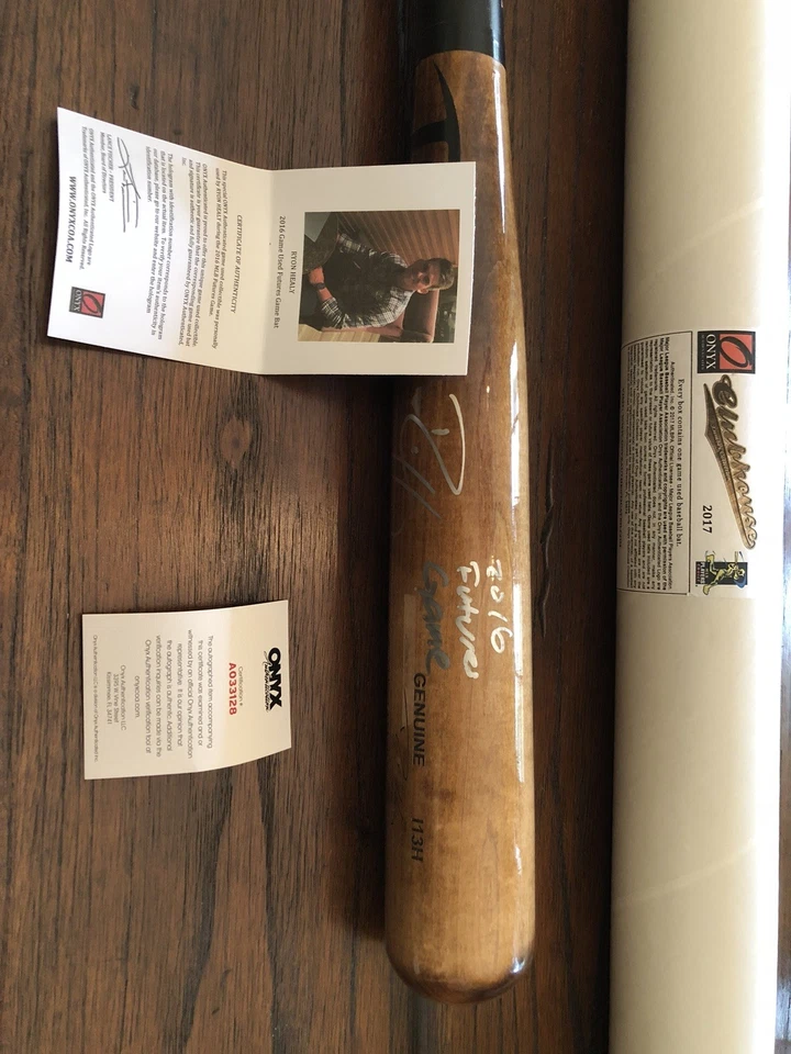 Ryon Healy 2016 美国职棒大联盟全明星未来比赛使用签名枫叶蝙蝠水手 A' — 第 1/2 张图片