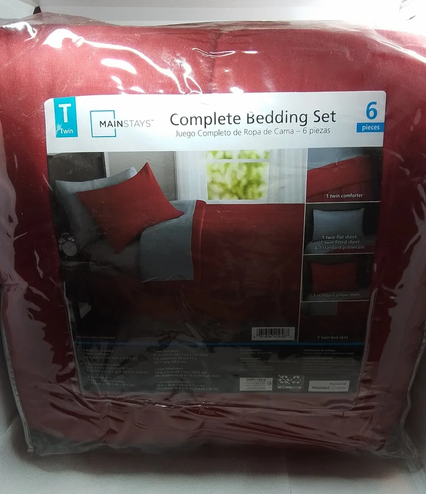 Mainstays Juego de Cama Doble Completo 6 Piezas Rojo Foto 1 de 4