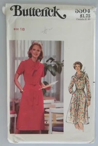 BUTTERICK #5504 MISS SIZE 18 Semi-Fitted, Below knee DRESS & SCARF PATTERN UC - Picture 1 of 3
