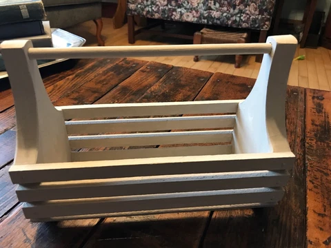 Farmhouse Wooden Basket Chalk Painted French Linen Color-3641 Cover