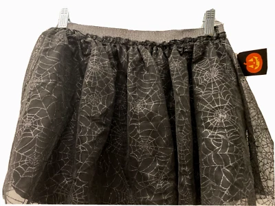 Girls Halloween Dress UP Size XL 14-16 Black Tutu Tule Spider Web Skirt  New - Image 1 of 4