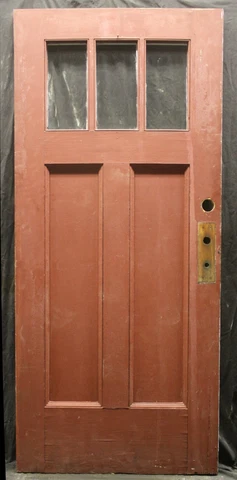 2 avail 36x80"x1.75" Antique Vintage Old Wooden Exterior Entry Door Window Glass Cover