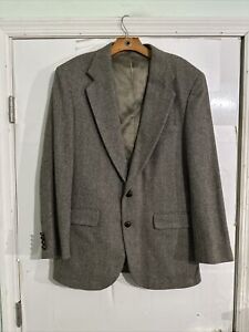 vintage gray black herringbone WOOLRICH tweed blazer jacket sport suit coat 40L