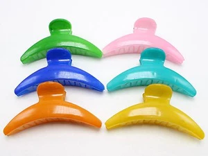 6 Mixed Jelly Color Plastic Hair Claw Grip Folding Clips Clamps 75mm DIY Craft - Picture 1 of 5