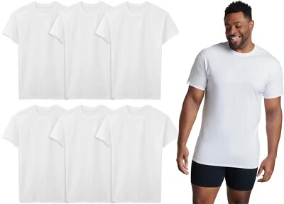 6 White Tall Man 2XLT 50-52 Inch Crew Neck T-Shirts Fruit Of The Loom 127-132 CM - Image 1 of 4