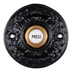 Wired Iron Doorbell Chime with Brass Porcelain Push Button in Black Powder Co...