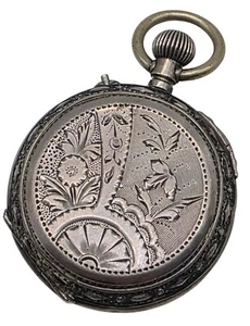 ANTIQUE .800 Silver Swiss Ladies Pocket Watch Runs - Picture 1 of 4