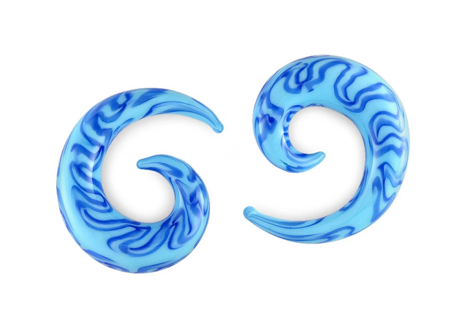 Par de medidores espirales de vidrio azul Pyrex Foto 1 de 1