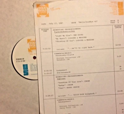 RADIO SHOW 7/17/87 HELLO/GOODBYE #2 DOORS,CREAM,HARRY CHAPIN,1ST EDITION,BEATLES - Image 1 of 2