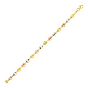 14k Tri Color Gold Mariner Link Anklet - Picture 1 of 1