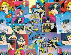 FAT QUARTER FABRIC DC COMICS SUPERHERO BATMAN WONDER WOMAN CAMELOT COTTONS FQ - Picture 1 of 3
