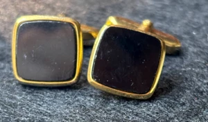 Gemelos vintage piedra negra en carcasa color dorado - Imagen 1 de 3