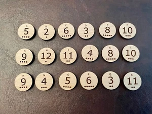 Gettoni numero di ricambio legno con alfabeto e indicatore casuale rotolo per Catan - Foto 1 di 4