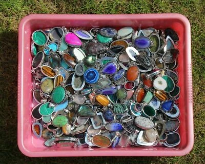 Bonito lote de colgantes de amatista y mezcla de piedras preciosas, colgante étnico, lote de colgantes de ansiedad ~ Foto 1 de 2