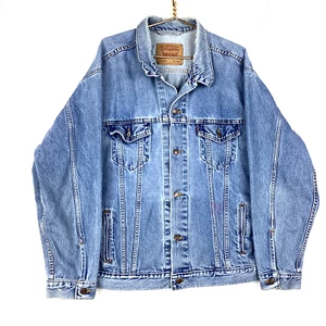 Vintage Levis Denim Jeansjacke Gr. 2XL Blau Knopfleiste Langarm - Bild 1 von 5