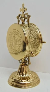 9 3/4" BRASS TABERNACLE LUNA HOLDER / CUSTODIAL FOR MONSTRANCE #329 (CHURCH) - Picture 1 of 9
