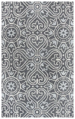 Rizzy Rugs Gray Leaves Tufted Bulbs Petals Contemporary Area Rug Floral OU957A - Image 1 of 4