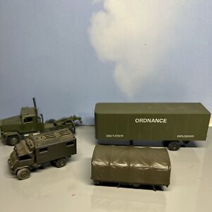 HO Scale Military Vehicle Lot Trailer Semi Tow Truck Mercedes Roco Tent 1-87