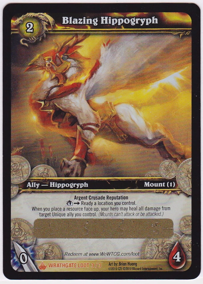 World of Warcraft WOW TCG BLAZING HIPPOGRYPH Unscratched Loot Card - Image 1 of 1