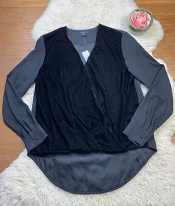 Ann Taylor Black Velvet Blouse Top Small NWT $89.50 - Picture 1 of 7