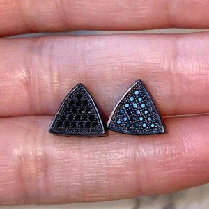 Rapper Earring For Men's Black VVS Moissanite 14k Black Rhodium Plated Silver - Picture 1 of 6