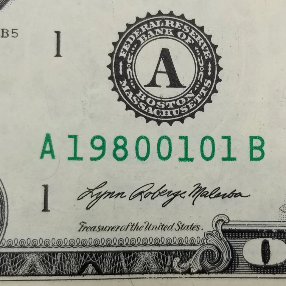 Birthday Note Dollar Bill January 1, 1980 Fancy Serial Number $1 Series 2021 A - Image 1 of 4