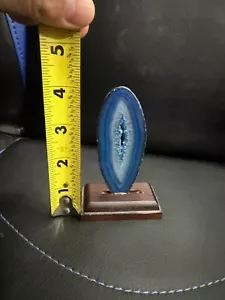 Agate Slice Mounted On Wood Stand 4" from Ohio Caverns - Picture 1 of 4
