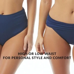 Coco Reef Impulse Rollover Side Shirred Low Rise / High Waisted Swim Bottom Navy - Picture 1 of 8