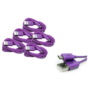 5X 6FT MICRO USB DATA SYNC CHARGER CABLE PURPLE DROID HTC EVO ONE NEXUS 7 KINDLE - Picture 1 of 1