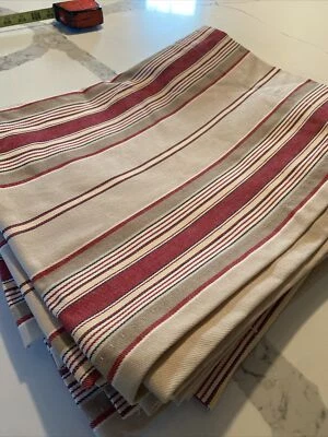 Bonito juego de cortinas Country 2 cenefas 2 cortinas lona a rayas rojo topo algodón Foto 1 de 4