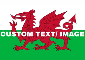 Personalised Welsh Flag - Custom Wales Flag. 3X5FT. 4 Eyelets. - Picture 1 of 1
