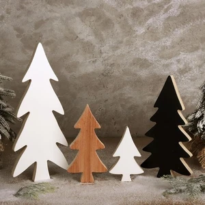 Decorazioni Natalizie da Interno, 4pz Albero in Legno da Tavolo Bianco  - Foto 1 di 5